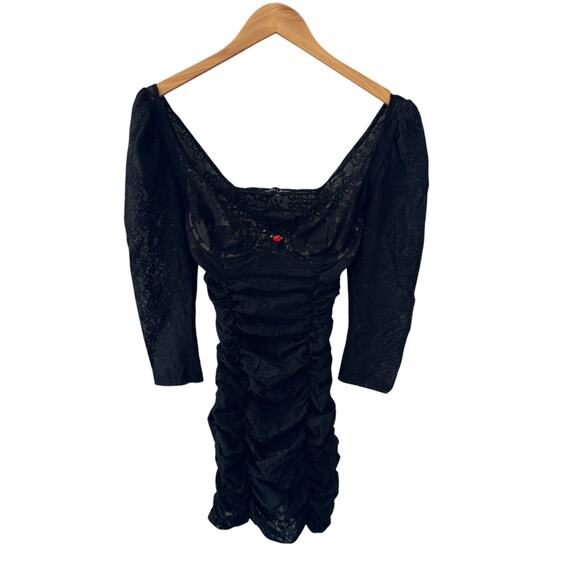 For Love & Lemons Harlow Lace Slip Mini Dress Black Size XS - Picture 5 of 12